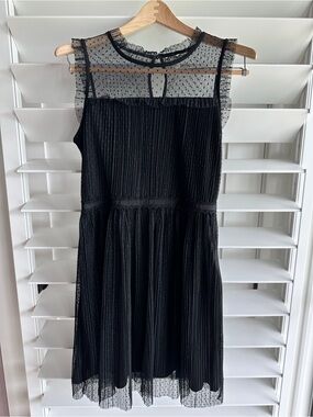 NWT Target Black Sleeveless Dot Mesh Bodice Mini Dress